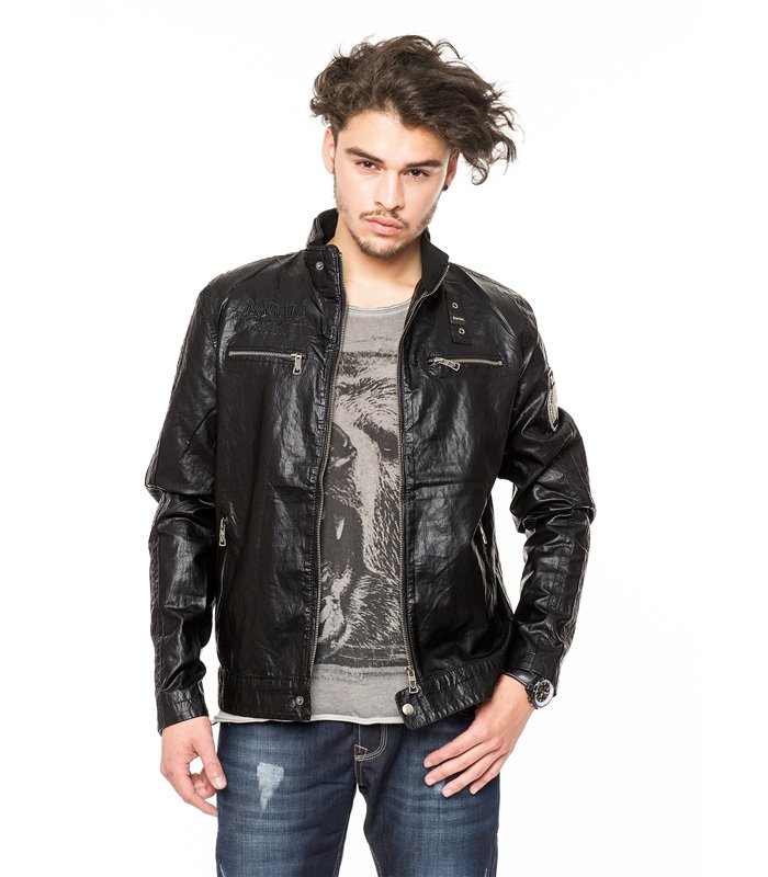 Herren Bikerjacke aus Kunstleder Übergangsjacke Herrenjacke Lederjacke