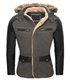 Herren Jacke Kapuze Kunstpelz Winterjacke Kunstleder Ärmel gefüttert warm H-062 