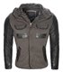Herren Jacke Kapuze Winterjacke Kunstleder Ärmel gefüttert warm Outdoor H-063 