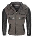 Herren Winter Jacke mit Kunstlederärmeln Teddyfutter H-063 