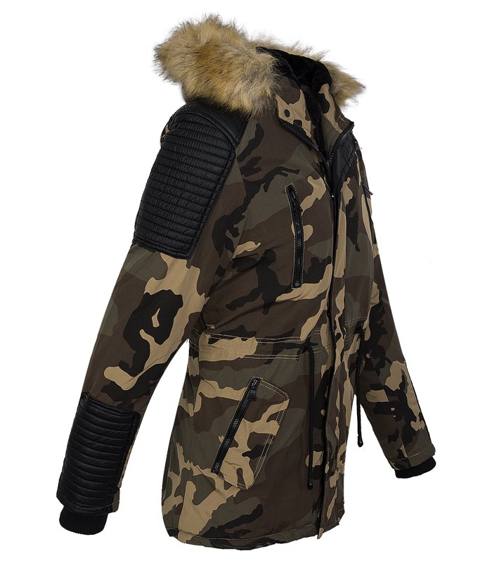 Herren Winter Parka Mantel Jacke Kapuze Teddyfell H-133