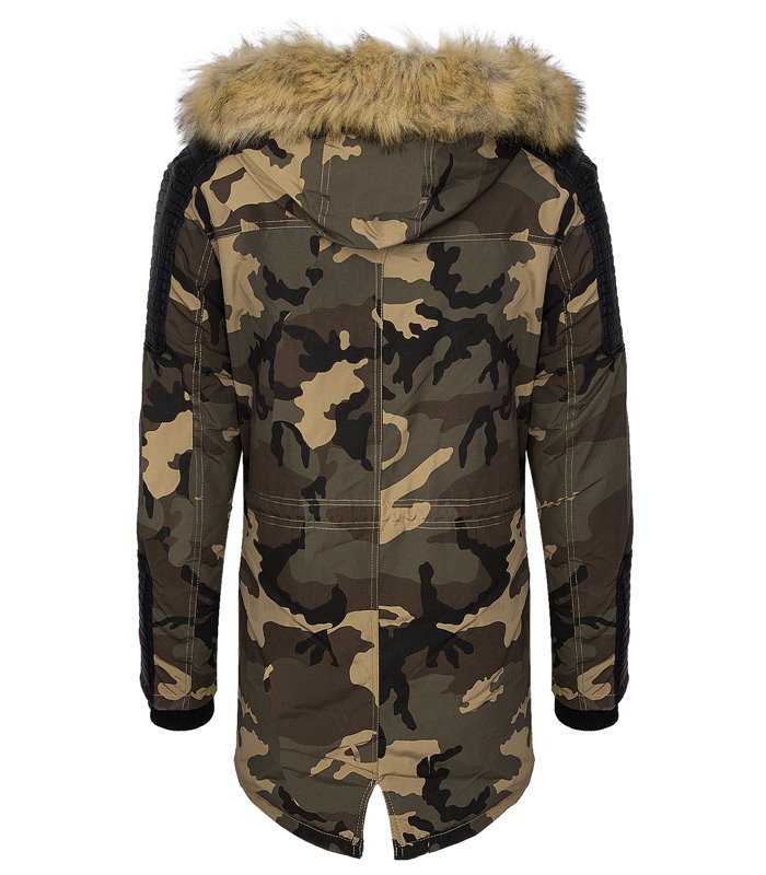 Herren Winter Parka Mantel Jacke Kapuze Teddyfell H-133