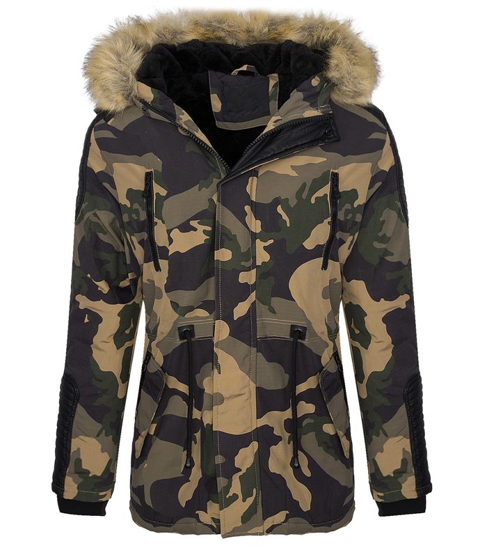 Herren Winter Parka Mantel Jacke Kapuze Teddyfell H-133
