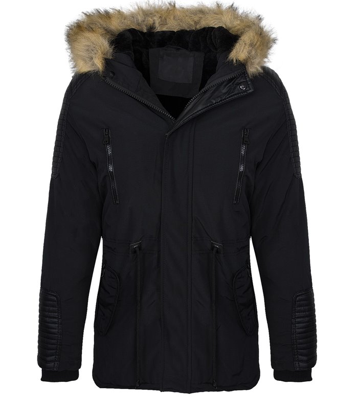 Herren Winter Parka Mantel Jacke Kapuze Teddyfell H-133