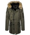 Herren Winter Mantel mit Kapuze Kunstfellkragen H-136