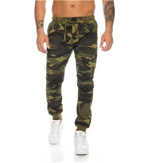 Herren Cargo Hose Armyhose Camouflage Jogghose Gummizug 