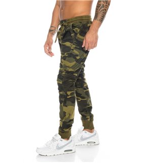 Herren Cargo Hose Armyhose Camouflage Jogghose Gummizug 