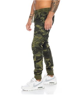 Herren Cargo Hose Armyhose Camouflage Jogghose Gummizug 