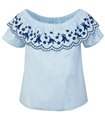 Designer Damen Bluse Top Tunika Blumenstickerei D-321