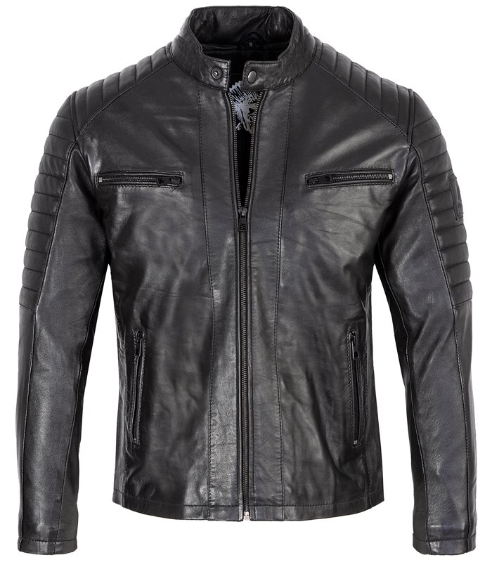 Rock Creek Herren Lederjacke Schwarz H-183