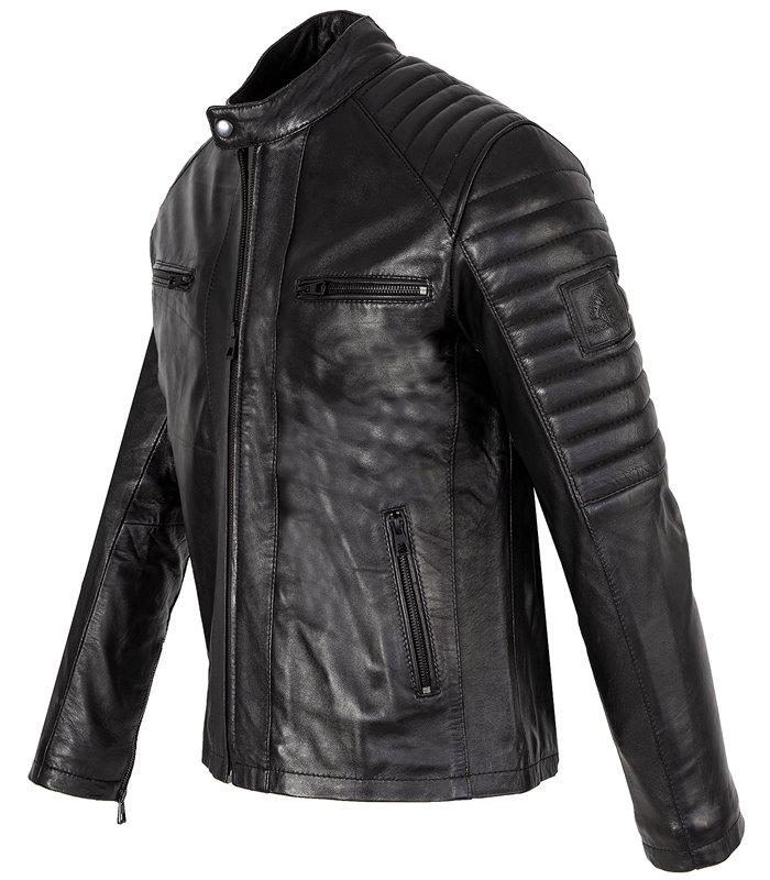 Rock Creek Herren Lederjacke Schwarz H-183