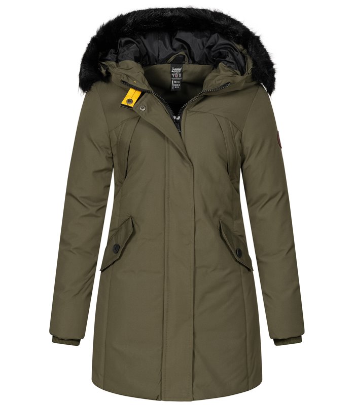 Geographical Norway Damen Winter Mantel mit Kunstfellkragen D-450