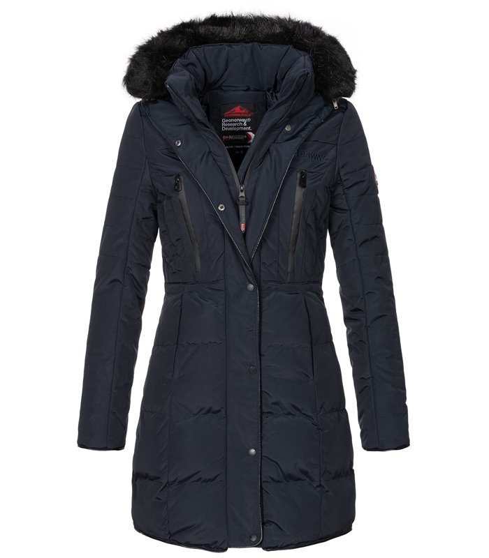 Geographical Norway Damen Winter Mantel mit Kunstfellkragen D-449 