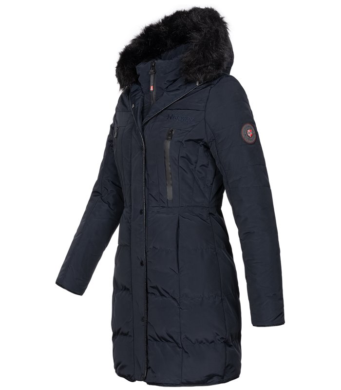 Geographical Norway Damen Winter Mantel mit Kunstfellkragen D-449 