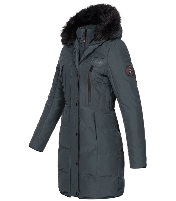 Geographical Norway Damen Winter Mantel mit Kunstfellkragen D-449 
