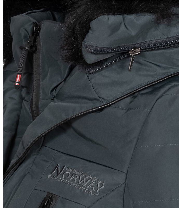 Geographical Norway Damen Winter Mantel mit Kunstfellkragen D-449 