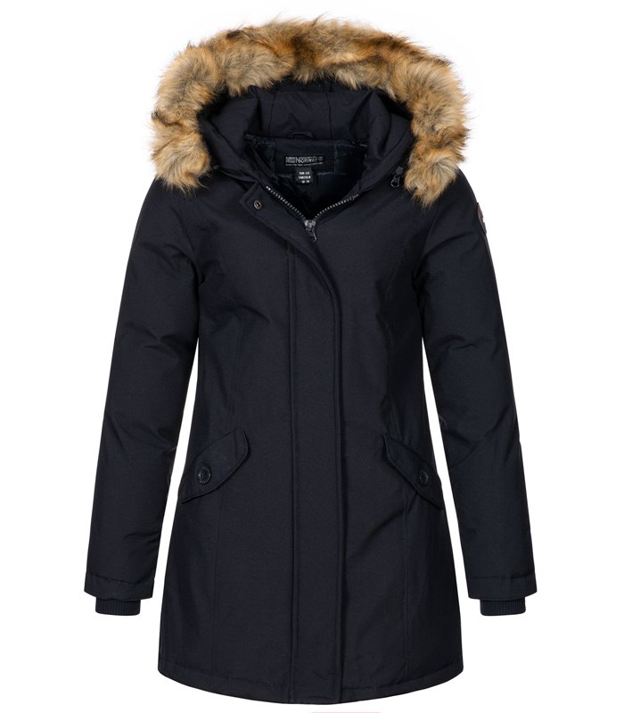 Geographical Norway Damen Winter Mantel mit Kunstfellkragen D-451