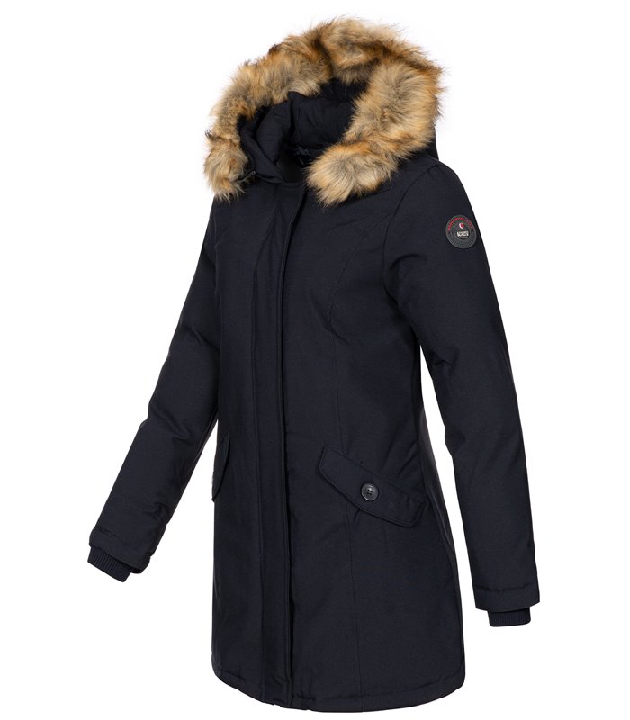 Geographical Norway Damen Winter Mantel mit Kunstfellkragen D-451