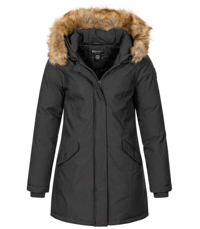 Geographical Norway Damen Winter Mantel mit Kunstfellkragen D-451