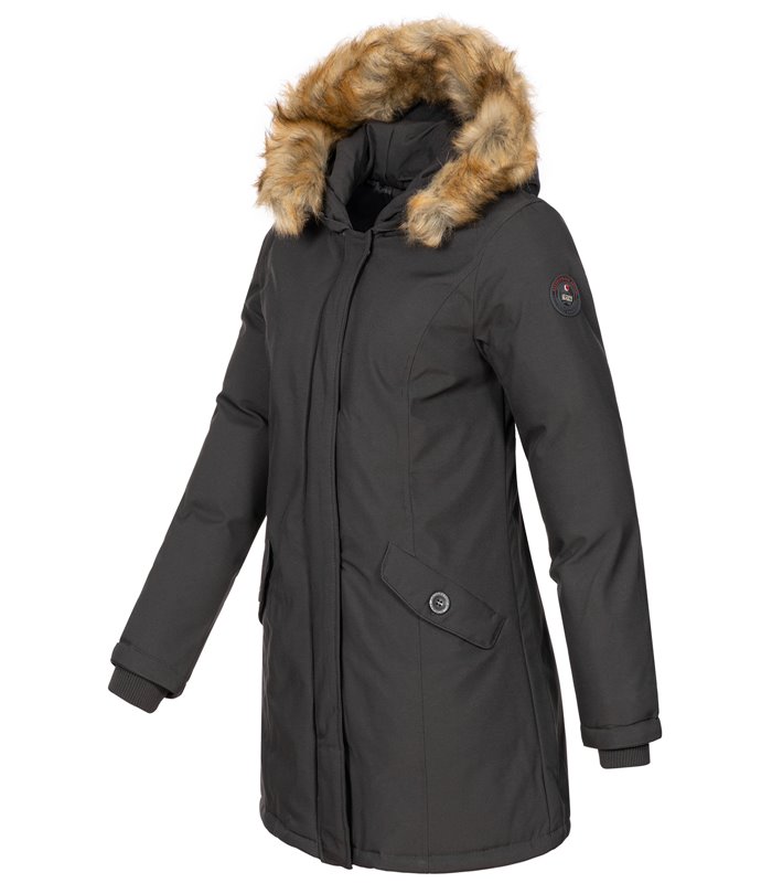 Geographical Norway Damen Winter Mantel mit Kunstfellkragen D-451