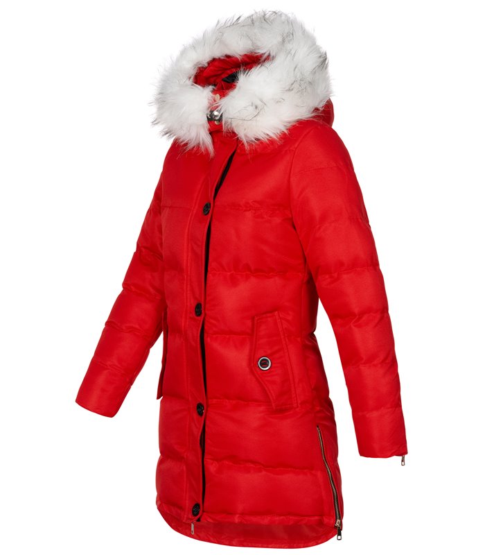 Damen Winter Jacke mit Kunstfellkragen D-452 