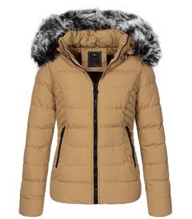 Damen Winter Steppjacke mit Kunstfellkragen D-453 
