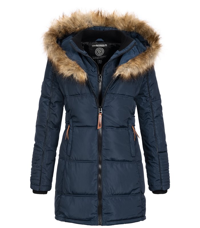 Geographical Norway Damen Winter Mantel mit Kunstfellkragen D-454 