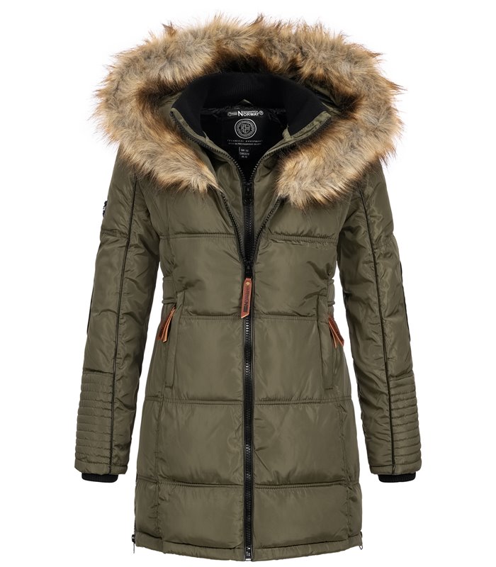 Geographical Norway Damen Winter Mantel mit Kunstfellkragen D-454 