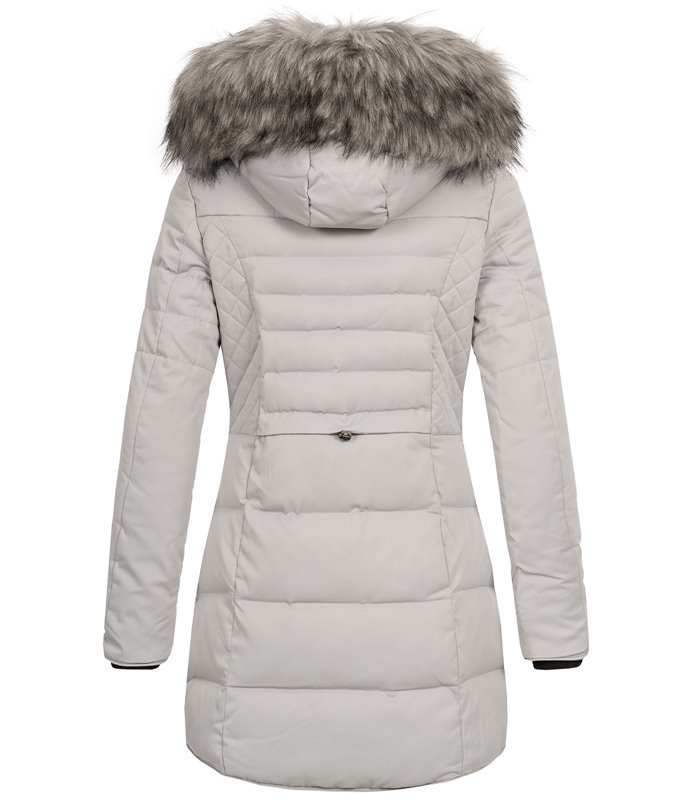 Damen Winter Mantel mit Kapuze Kunstfellkragen D-426