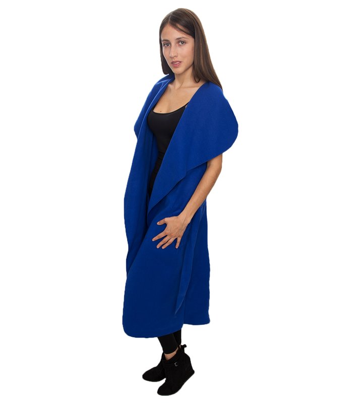 Damen Mantel Blogger Wasserfall Kragen Übergangs Jacke mit Gürtel One Size D-58