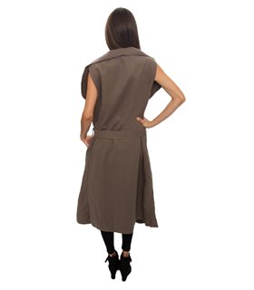 Damen Mantel Blogger Wasserfall Kragen Übergangs Jacke mit Gürtel One Size D-58
