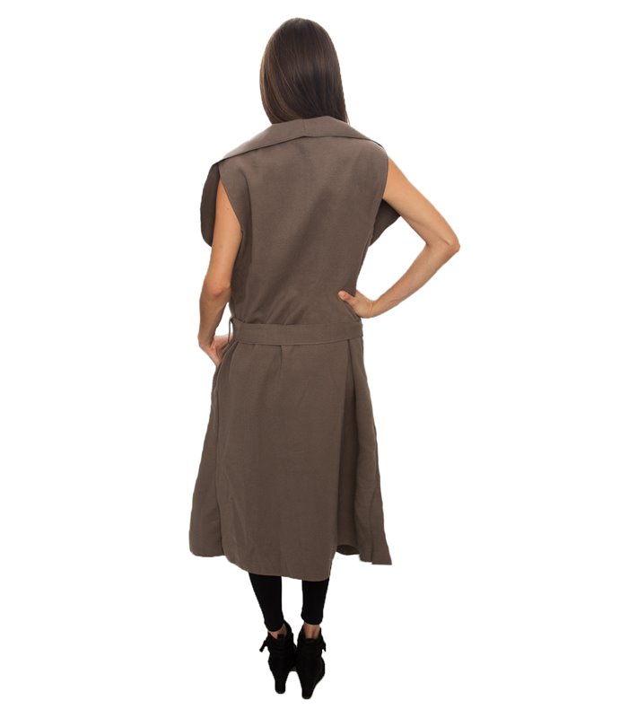 Damen Mantel Blogger Wasserfall Kragen Übergangs Jacke mit Gürtel One Size D-58