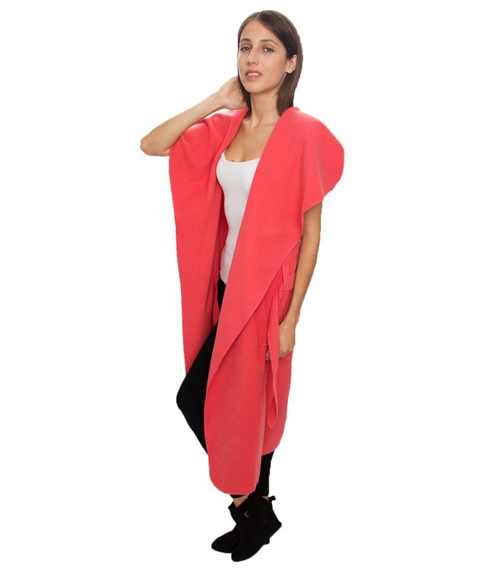 Damen Mantel Blogger Wasserfall Kragen Übergangs Jacke mit Gürtel One Size D-58