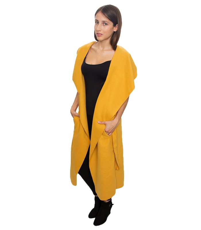 Damen Mantel Blogger Wasserfall Kragen Übergangs Jacke mit Gürtel One Size D-58