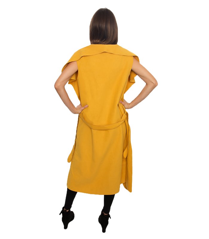 Damen Mantel Blogger Wasserfall Kragen Übergangs Jacke mit Gürtel One Size D-58