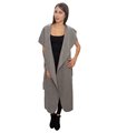 Damen Mantel Blogger Wasserfall Kragen Übergangs Jacke mit Gürtel One Size D-58