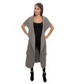 Damen Mantel Blogger Wasserfall Kragen Übergangs Jacke mit Gürtel One Size D-58