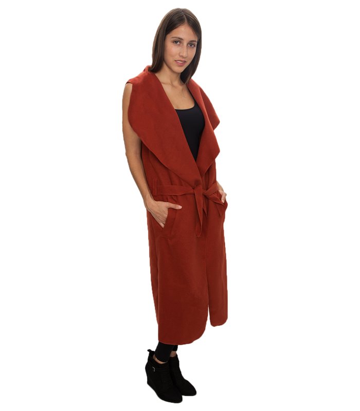 Damen Mantel Blogger Wasserfall Kragen Übergangs Jacke mit Gürtel One Size D-58