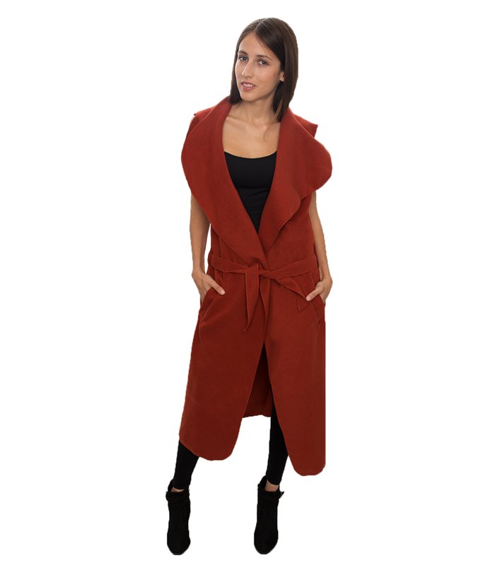 Damen Mantel Blogger Wasserfall Kragen Übergangs Jacke mit Gürtel One Size D-58