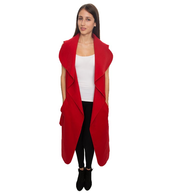 Damen Mantel Blogger Wasserfall Kragen Übergangs Jacke mit Gürtel One Size D-58
