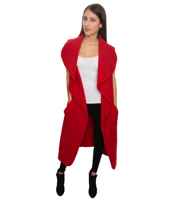 Damen Mantel Blogger Wasserfall Kragen Übergangs Jacke mit Gürtel One Size D-58