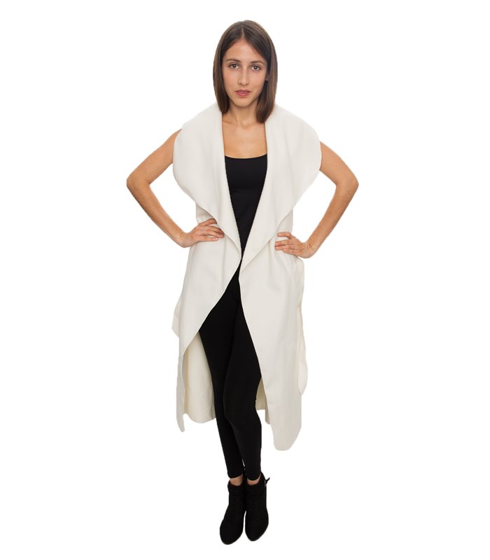 Damen Mantel Blogger Wasserfall Kragen Übergangs Jacke mit Gürtel One Size D-58