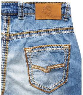 Herren Jeans Short kurze Hose dicke Nähte Bermuda Shorts 