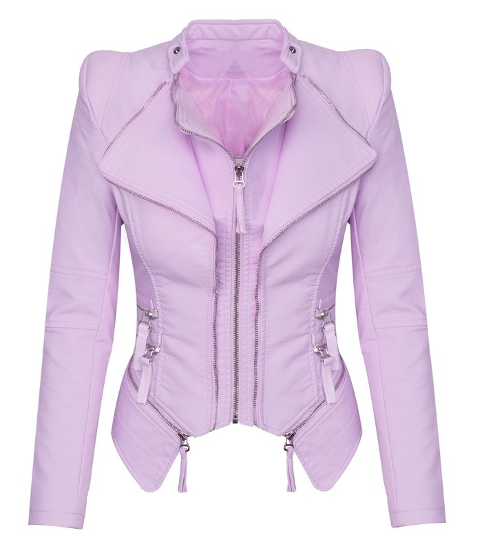 Damen Kunstleder Jacke Biker-Style D-305