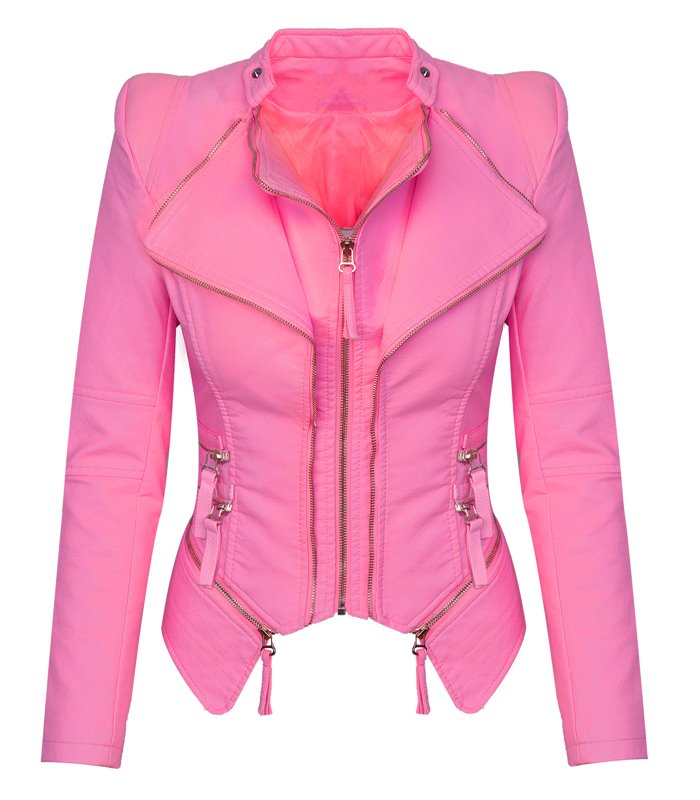 Damen Kunstleder Jacke Biker-Style D-305