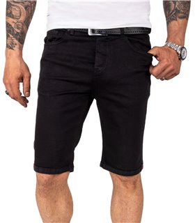 Rock Creek Herren Jeansshorts Slim Fit Schwarz RC-2209
