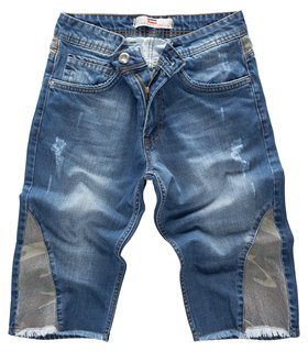 Lorenzo Loren Herren Jeansshorts Slim Fit Blau LL-392