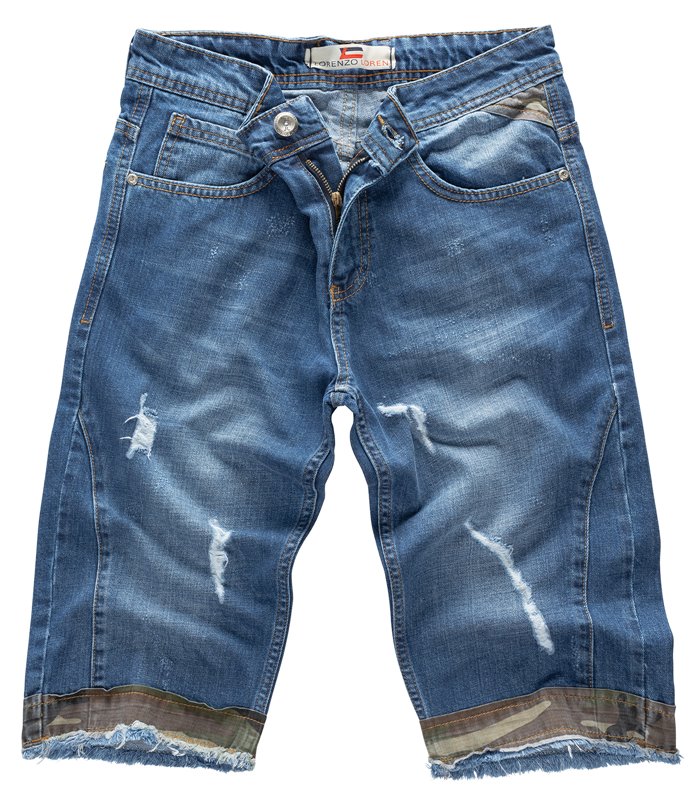 Lorenzo Loren Herren Jeansshorts Slim Fit Blau LL-393
