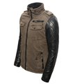 Herren Winterjacke mitt Kunstlederärmeln Teddyfell H-061