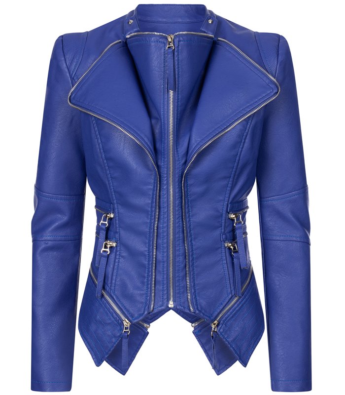 Damen Kunstleder Jacke Biker-Style D-305